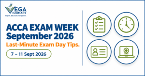 ACCA exam week September 2026 infographic showing exam dates 7 to 11 September and last-minute exam day tips checklist