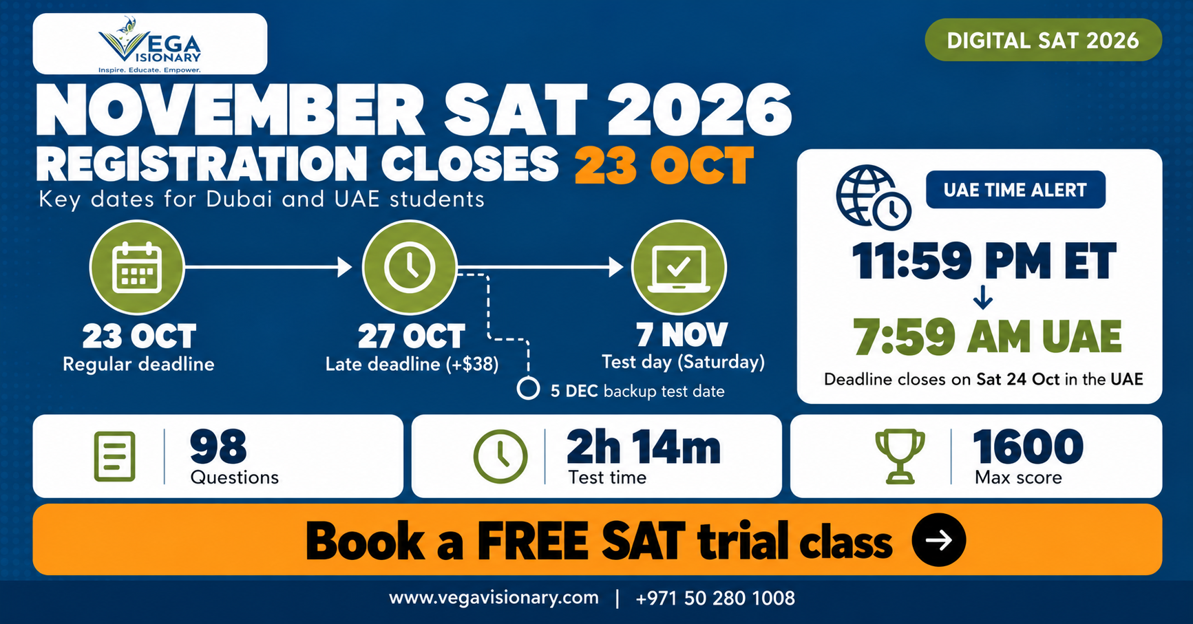 SAT November 2026 Registration Deadline: What Dubai Students Must Do Before 23 October SAT November 2026 Registration Deadline: What Dubai Students Must Do Before 23 October